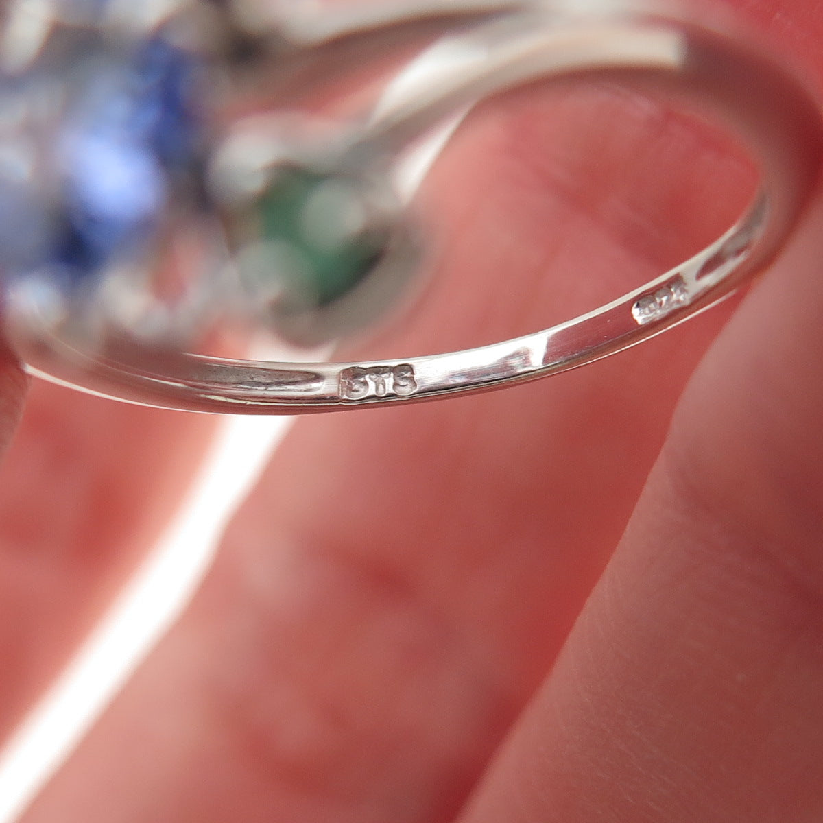 Chuck Clemency 925 Sterling Silver Real Tanzanite & Emerald Heart Ring Size 7.25