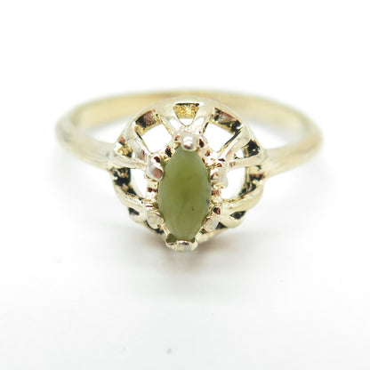 ESPO Joseph Esposito 925 Sterling Silver Gold Plated Vintage Jade Ring Size 7.75