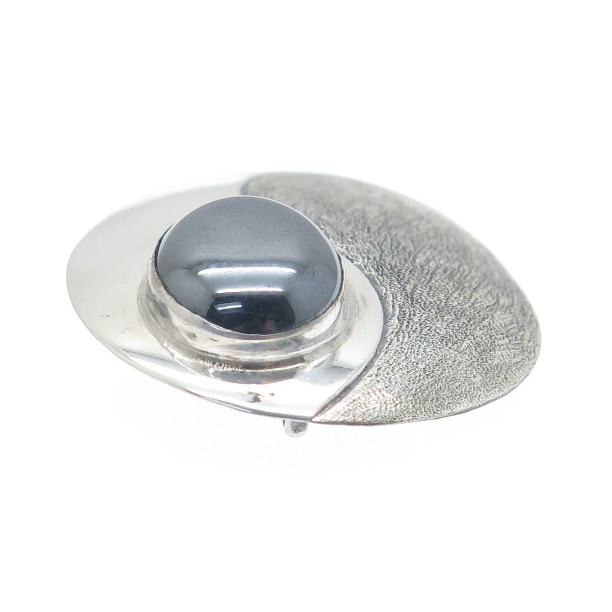 LINCOLN ROBERT NAVAJO Old Pawn 925 Sterling Silver Vintage Real Hematite Brooch