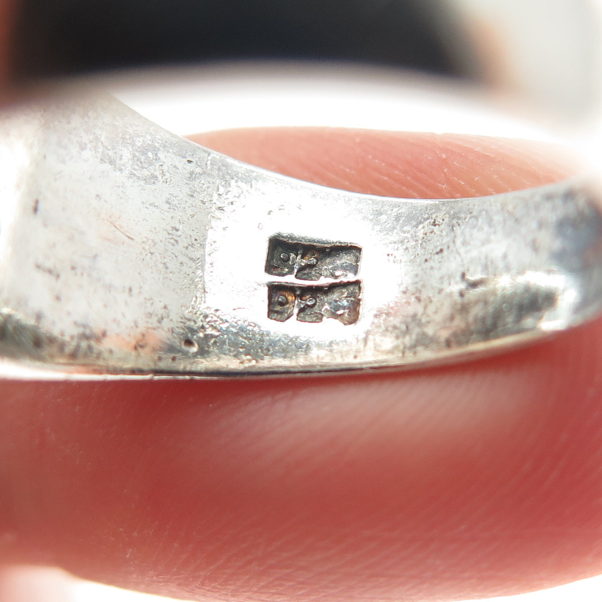 925 Sterling Silver Vintage Mexico Modernist Ribbed Oxidized Ring Size 8