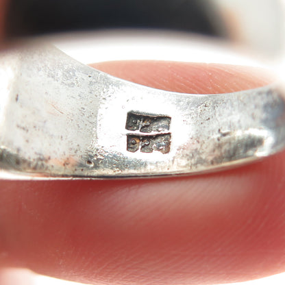 925 Sterling Silver Vintage Mexico Modernist Ribbed Oxidized Ring Size 8