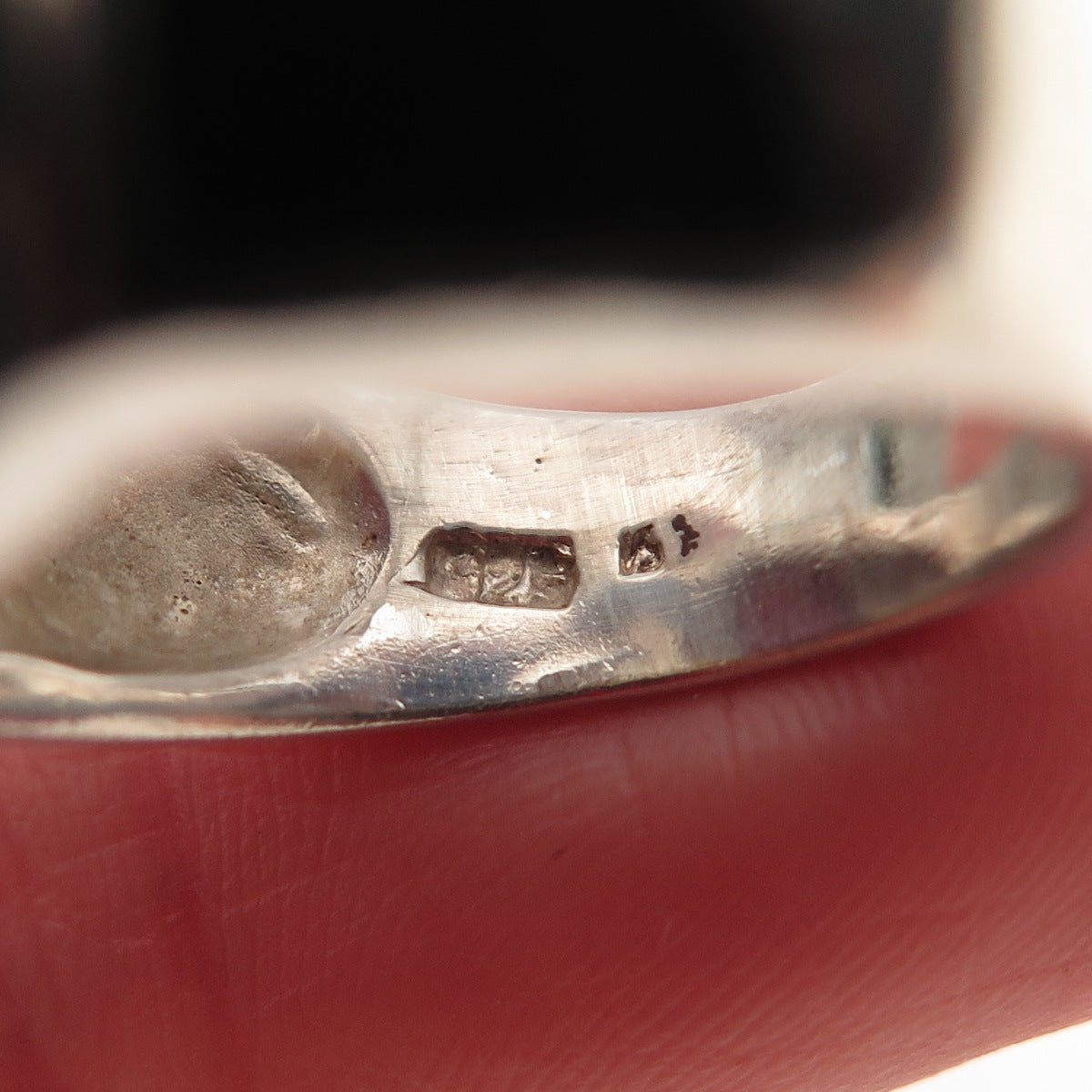 KEN CRAFTS Sterling Silver Vintage Real Black Onyx Carnelian & MOP Ring Size 6.5