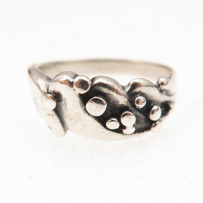 925 Sterling Silver Vintage Modernist Wavy Oxidized Ring Size 6.75