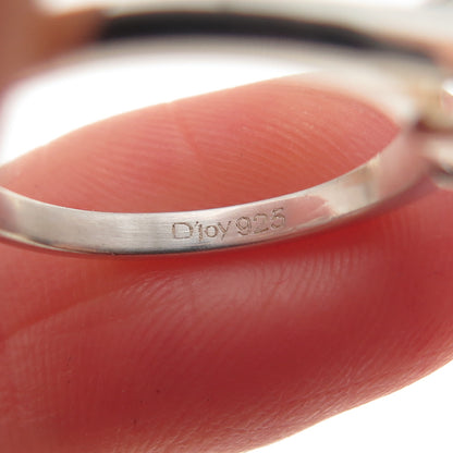 D'JOY 925 Sterling Silver Round-Cut Champagne C Z Ring Size 5.25