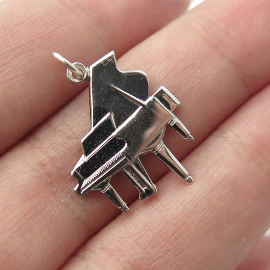 WELLS 925 Sterling Silver Vintage Fortepiano Musical Instrument Charm Pendant