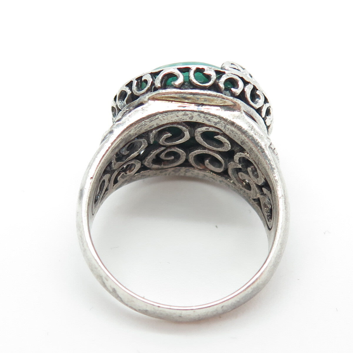 NEHA KOTWAL 925 Sterling Silver Vintage Real Amazonite Swirl Ring Size 9