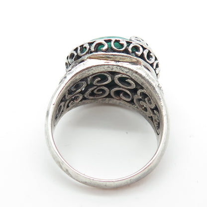 NEHA KOTWAL 925 Sterling Silver Vintage Real Amazonite Swirl Ring Size 9
