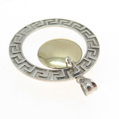 925 Sterling Silver 2-Tone Vintage Turkey Greek Maze Pendant