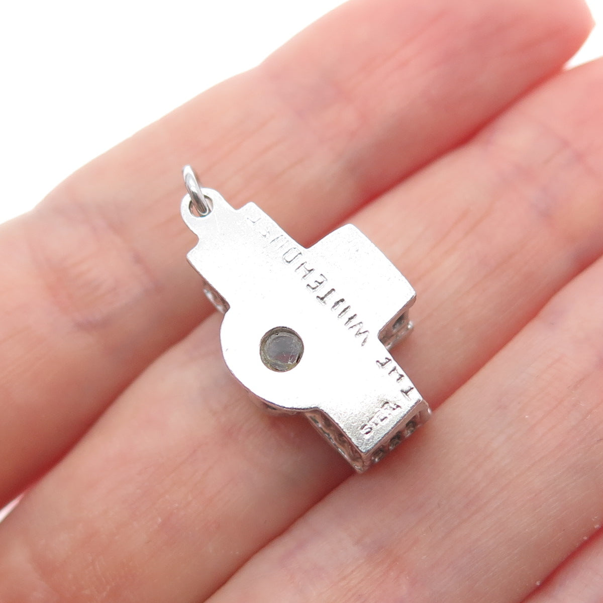 925 Sterling Silver Vintage The White House Stanhope Minimalist 3D Charm Pendant