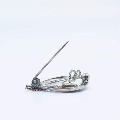 835 Silver Vintage Heart Modernist Pin Brooch