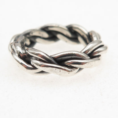 925 Sterling Silver Vintage Braided Oxidized Band Ring Size 7