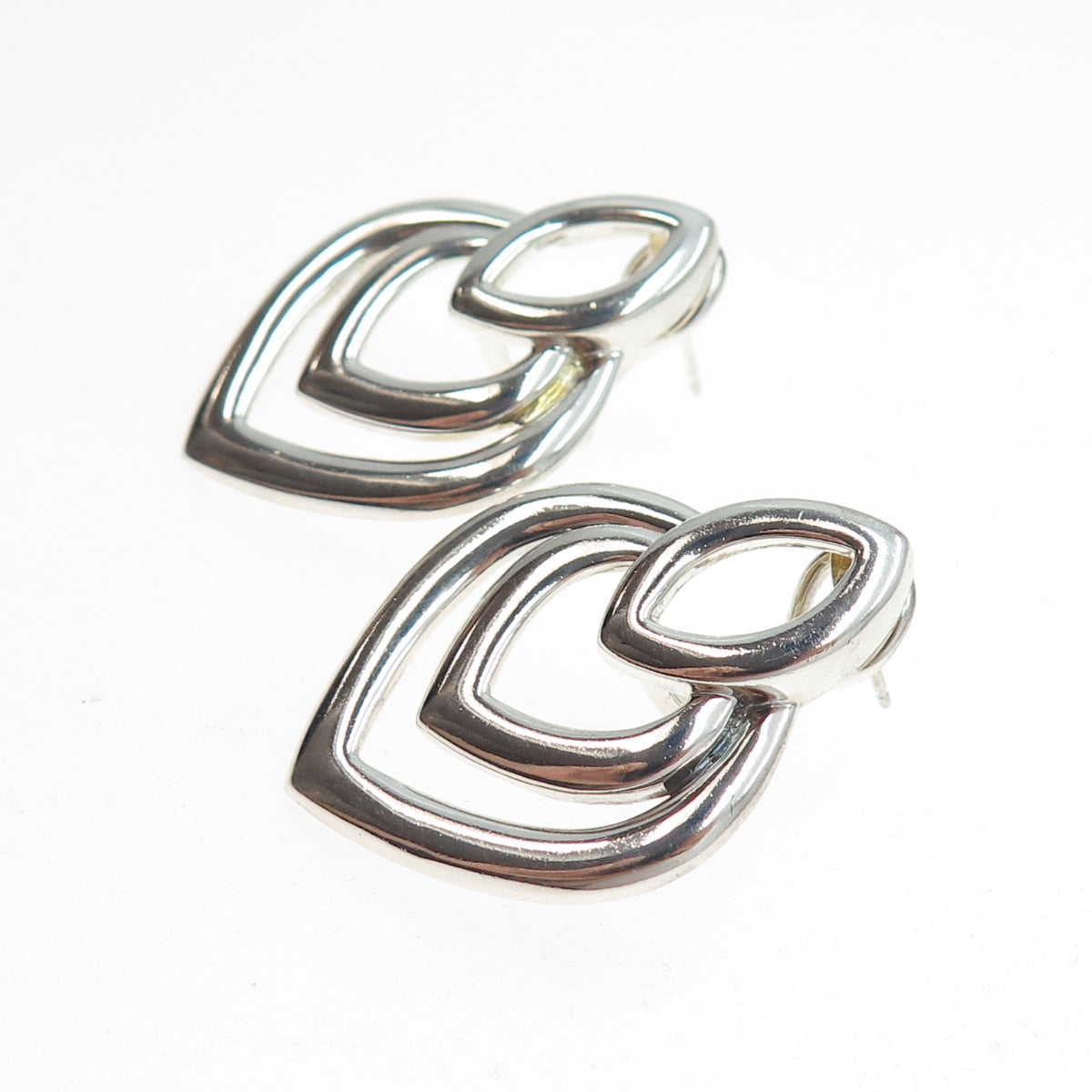 ROSS SIMONS 925 Sterling Silver Vintage Heart Omega Back Earrings