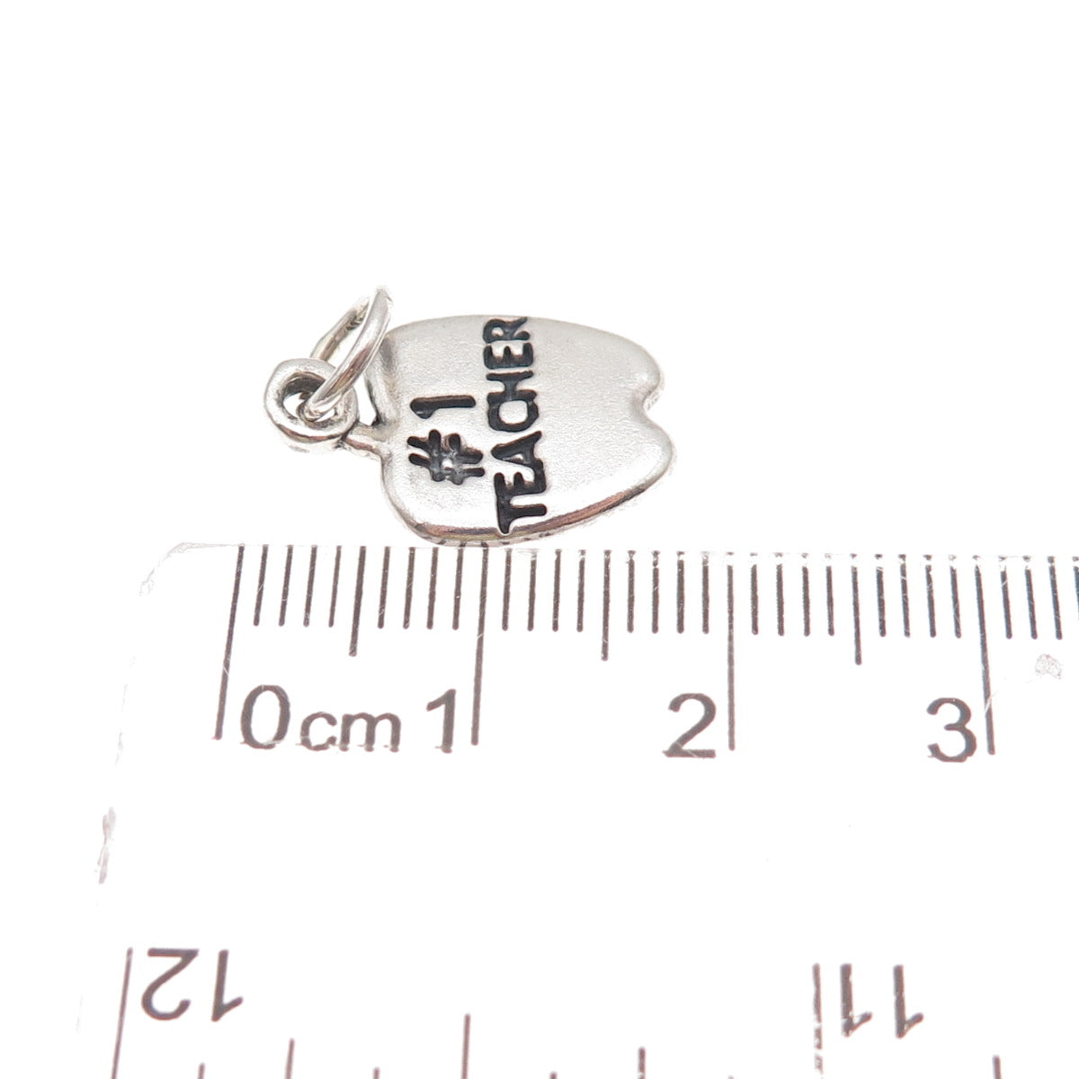 Sundancer 925 Sterling Silver Vintage #1 Teacher Apple Oxidized Charm Pendant