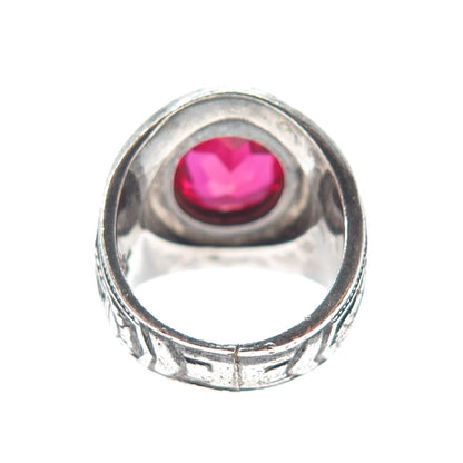 REED CO. Sterling Vintage 1978 Lab-Created Ruby Roy H. Mann School Ring Size 5.5