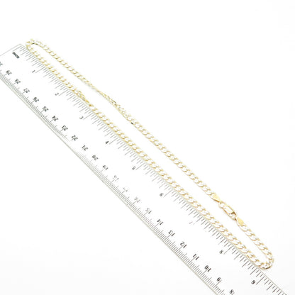 925 Sterling Silver Gold Plated Italy P.Lux Diamond-Cut Cuban Chain Necklace 18"