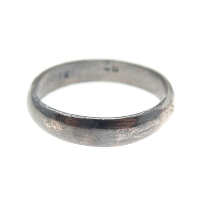 925 Sterling Silver Vintage Mexico Classic Wedding Oxidized Band Ring Size 11.25