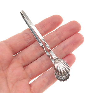 Michele 925 Sterling Silver Antique Art Deco Seashell Oxidized Sugar Tongs