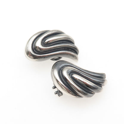 TIFFANY & CO. 925 Sterling Silver Vintage Italy Wings Oxidized Clip On Earrings