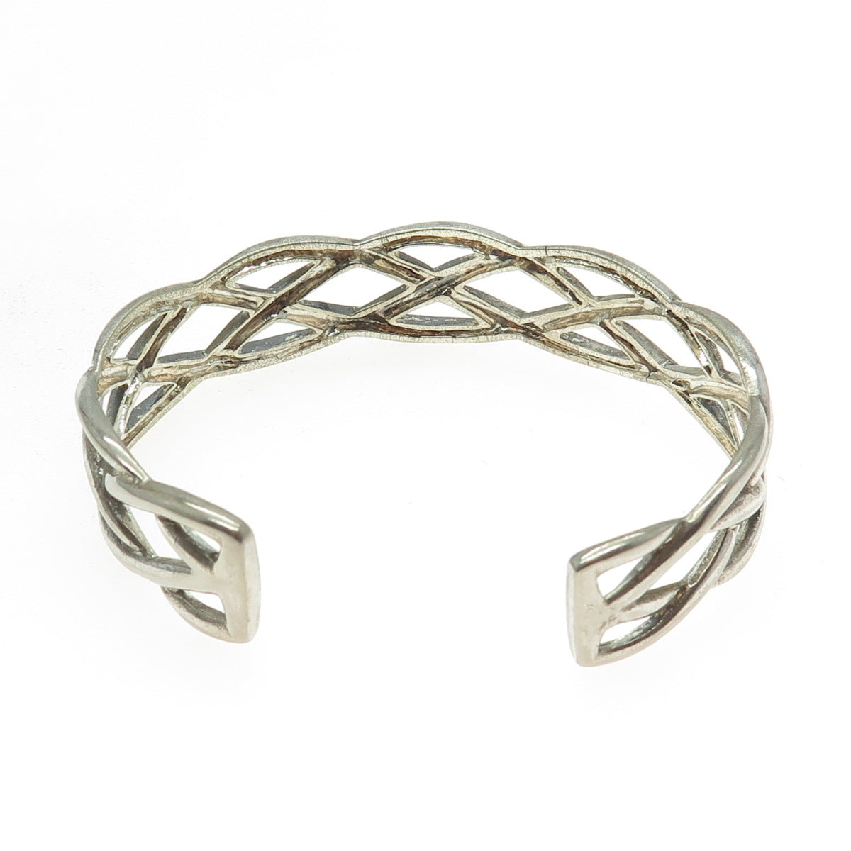 925 Sterling Silver Vintage Celtic Knot Adjustable Cuff Bracelet 6.75"