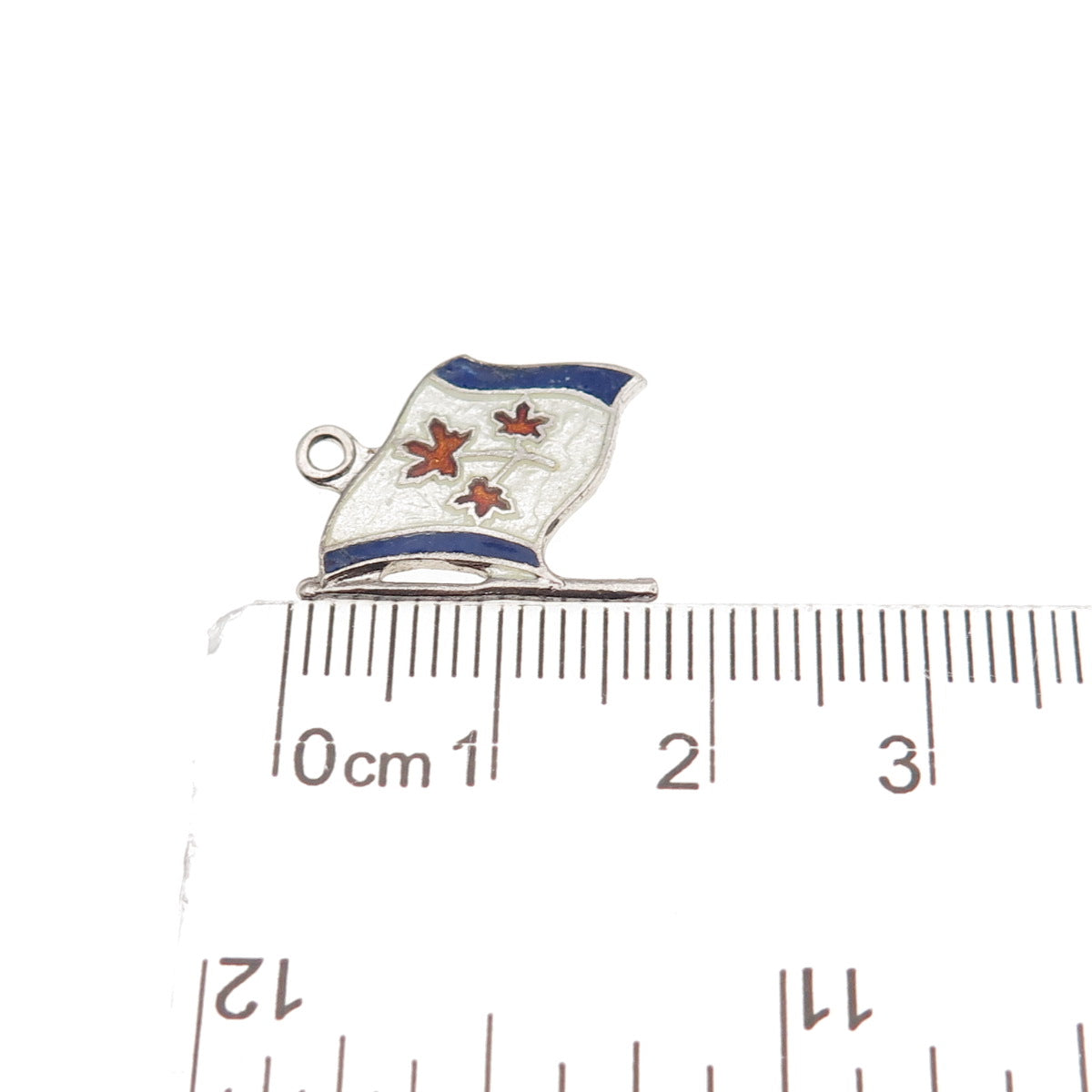 Breadner Co. 925 Sterling Vintage Enamel Canadian Great Flag Debate Mini Pendant