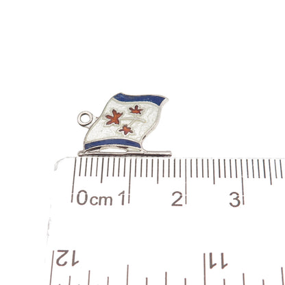 Breadner Co. 925 Sterling Vintage Enamel Canadian Great Flag Debate Mini Pendant