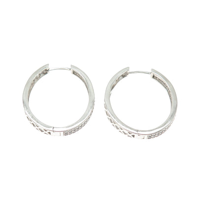 925 Sterling Silver Round-Cut C Z Sparkle Oval Hoop Earrings