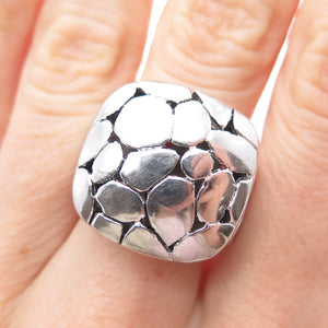 925 Sterling Silver Vintage Modernist Kali Dotted Dome Ring Size 8.25
