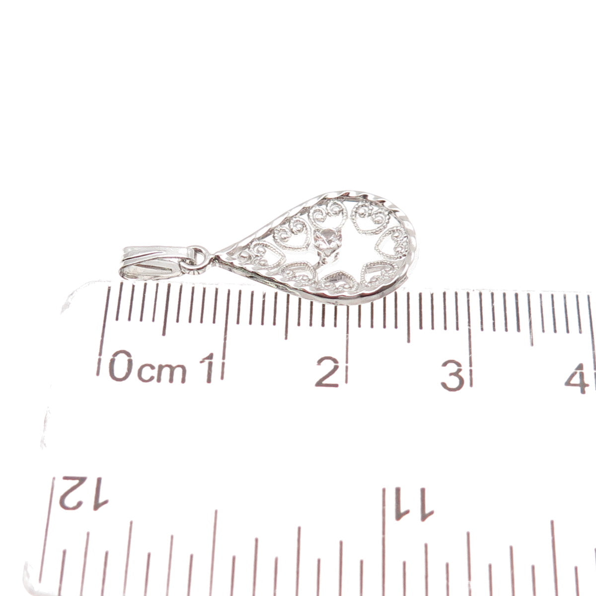 Marvel 925 Sterling Silver Vintage Round-Cut C Z Heart Teardrop Charm Pendant