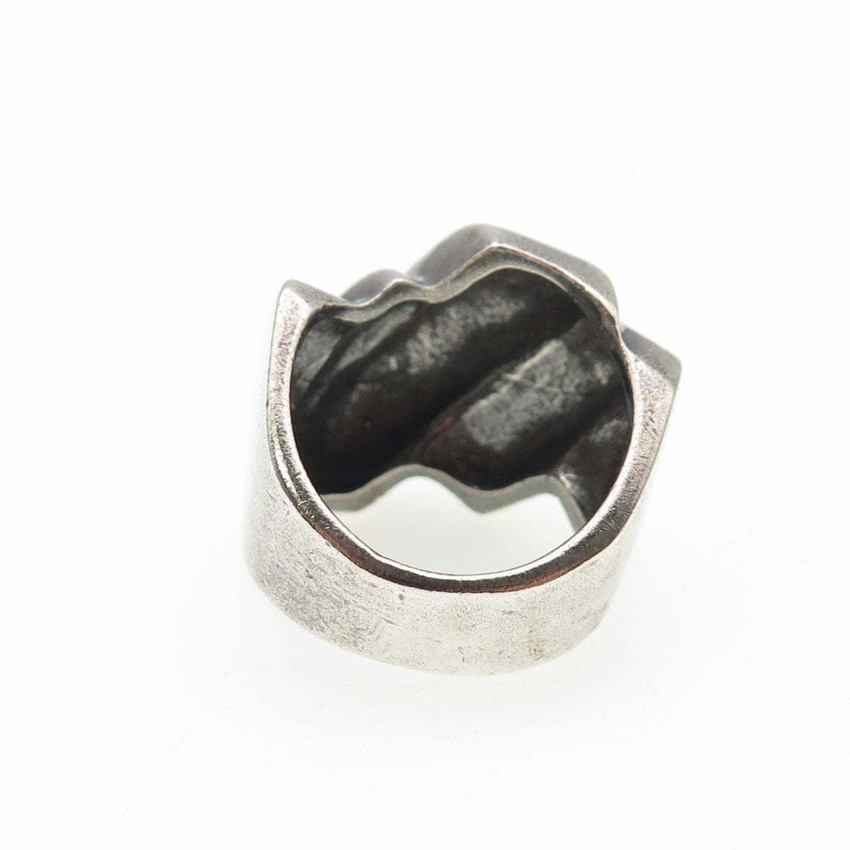 D. MOLINA 925 Sterling Silver Vintage Mexico Modernist Oxidized Ring Size 7.75