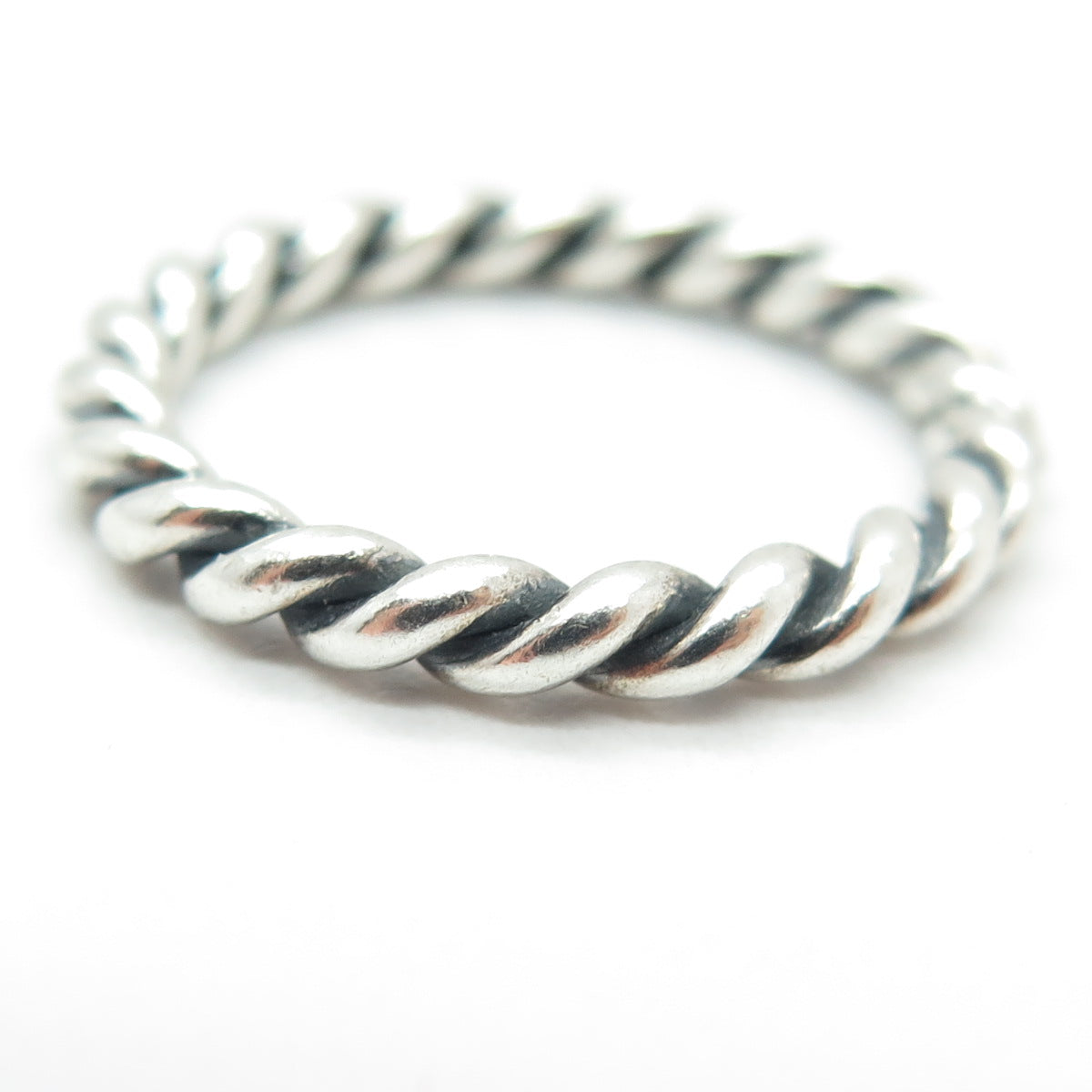 PANDORA 925 Sterling Silver Twisted Rope Oxidized Band Ring Size 8