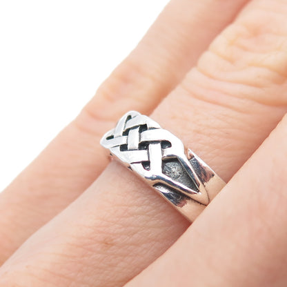 PETER STONE 925 Sterling Silver Vintage Celtic Knot Oxidized Band Ring Size 6