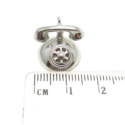 DANECRAFT Sterling Silver Antique Art Deco Rotary Telephone Minimalist Pendant