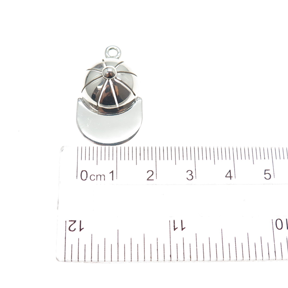 925 Sterling Silver Vintage Baseball Cap 3D Charm Pendant