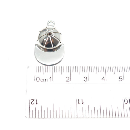 925 Sterling Silver Vintage Baseball Cap 3D Charm Pendant
