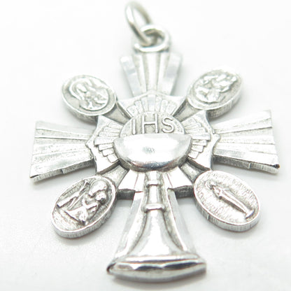 GORHAM 925 Sterling Silver Antique Art Deco 4-Way Cross Religious Pendant