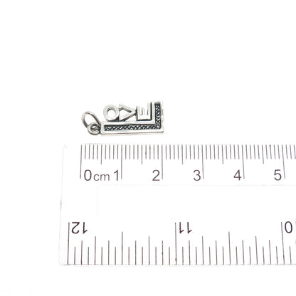 925 Sterling Silver Vintage Love Oxidized Minimalist Charm Pendant