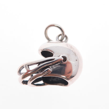 925 Sterling Silver Vintage Football Helmet Mini 3D Charm Pendant
