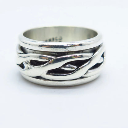 925 Sterling Silver Vintage Mexico Braided Celtic Band Ring Size 7.75