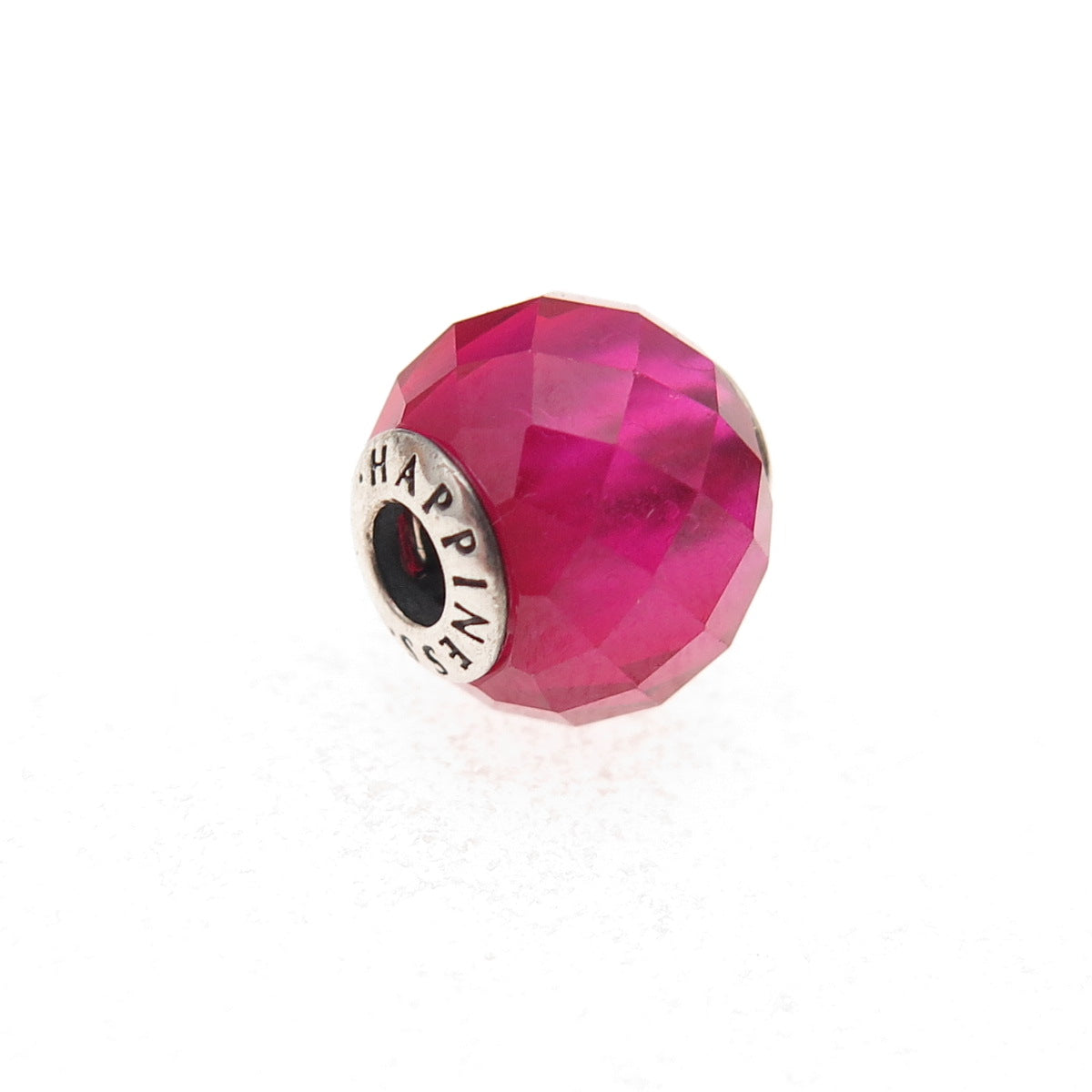 Pandora 925 Sterling Silver Pink Crystal Essence Happiness Slide Bead Charm