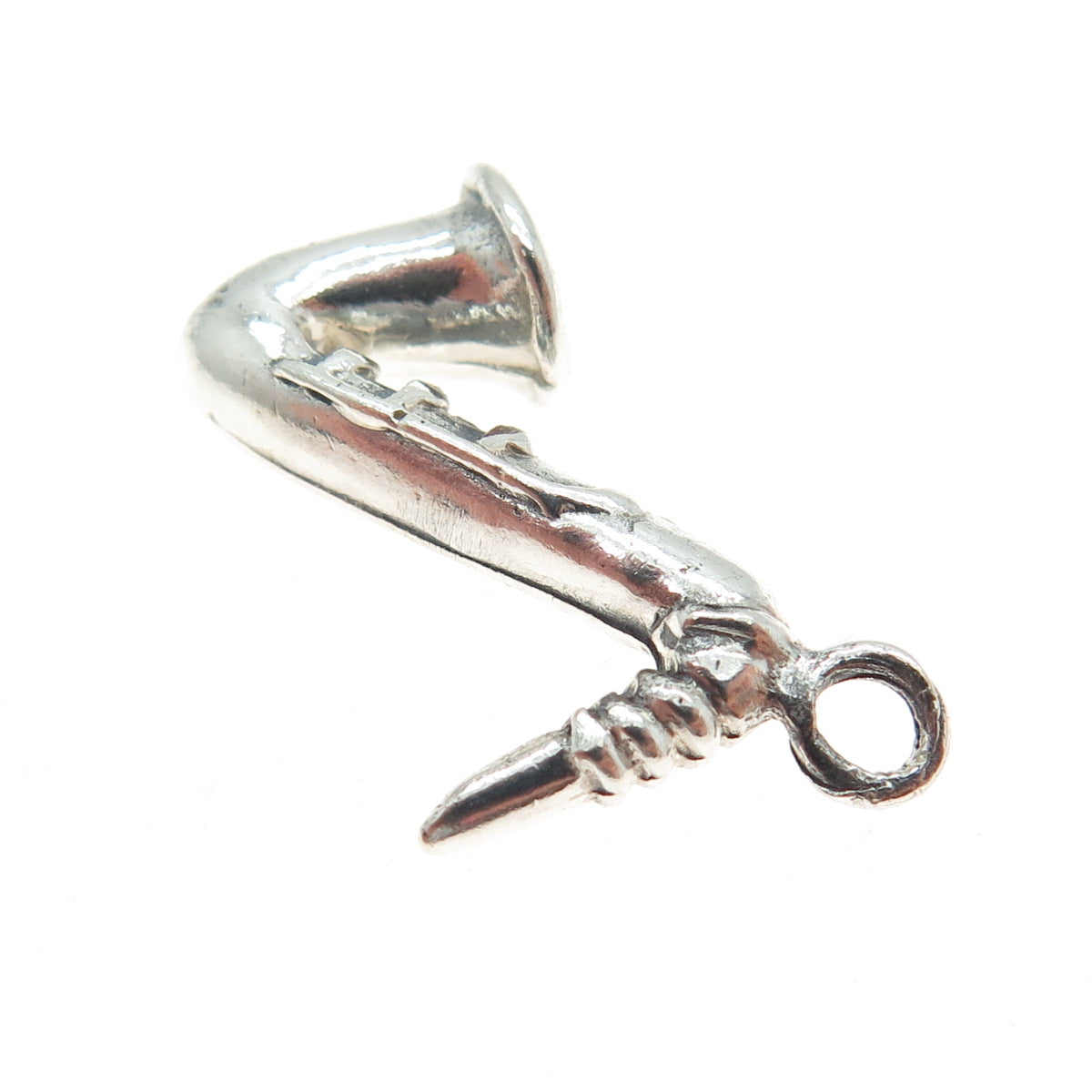 925 Sterling Silver Vintage Saxophone Minimalist Charm Pendant