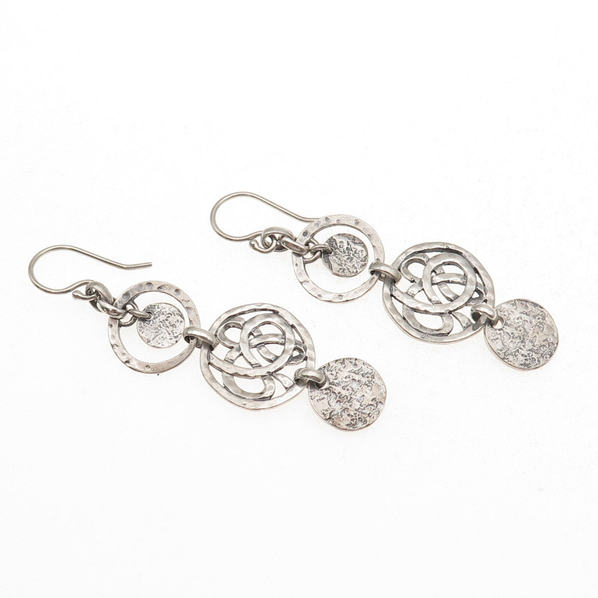 Silpada 925 Sterling Silver Vintage Celtic Disc Oxidized Dangle Earrings