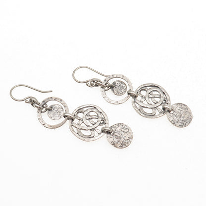 Silpada 925 Sterling Silver Vintage Celtic Disc Oxidized Dangle Earrings
