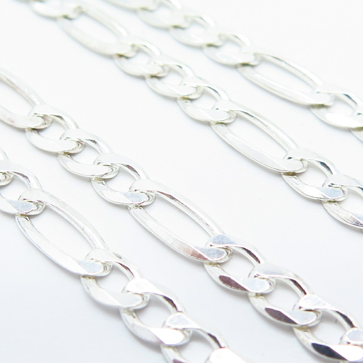 925 Sterling Silver Italy Figaro Chain Necklace 22"