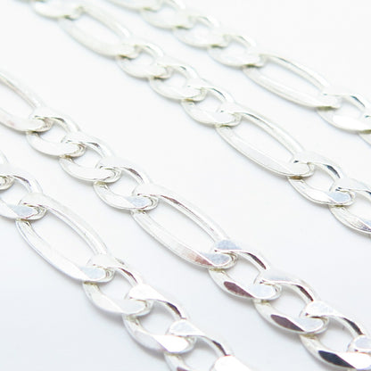 925 Sterling Silver Italy Figaro Chain Necklace 22"