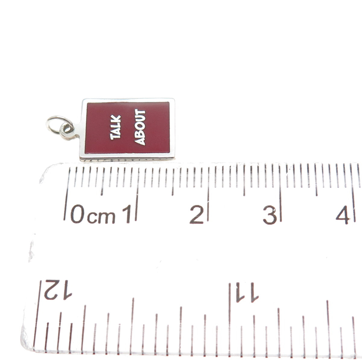 925 Sterling Silver Red Enamel Talk About Minimalist Charm Pendant