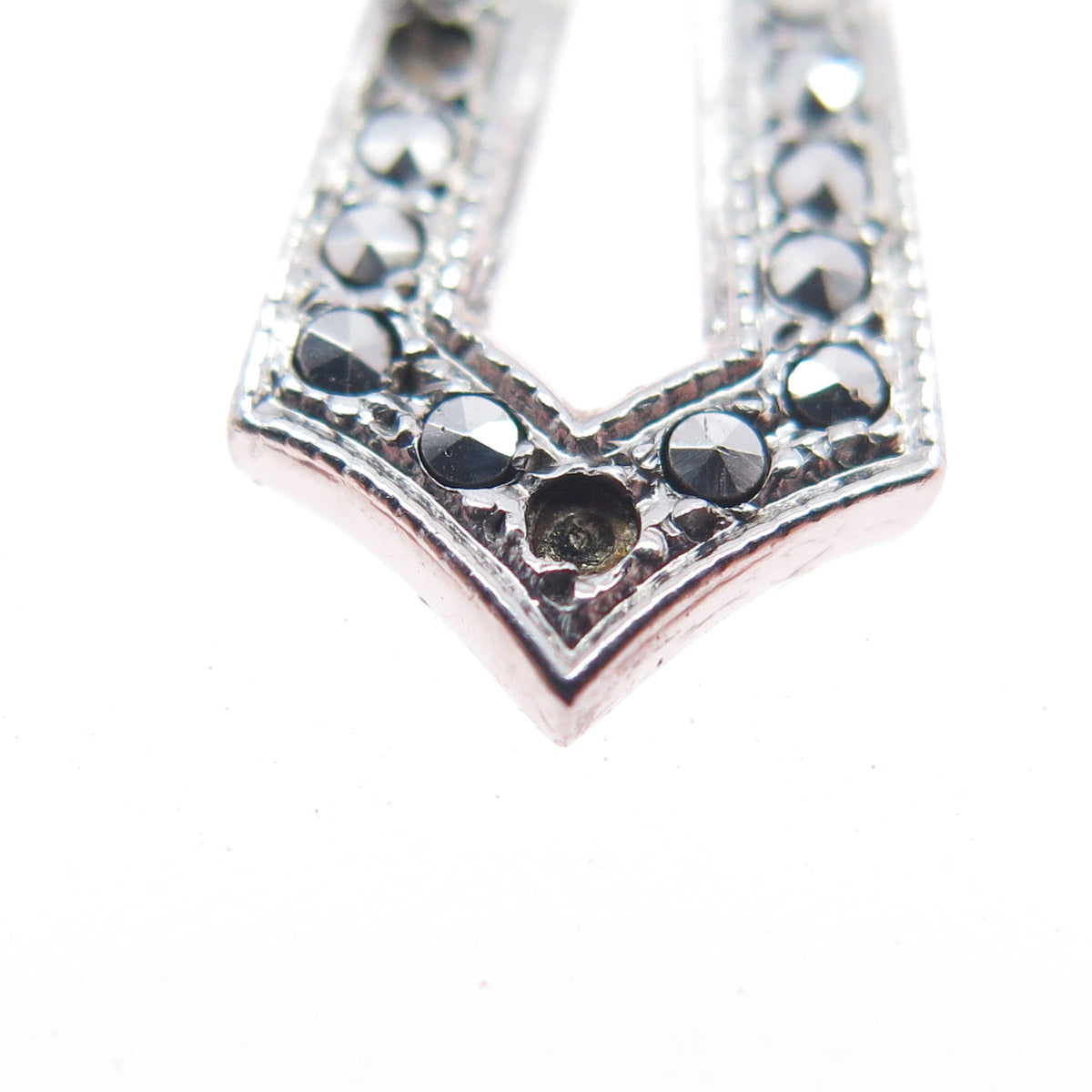925 Sterling Silver Antique Real Marcasite Cross Pendant (missing 6 stones)