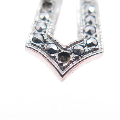 925 Sterling Silver Antique Real Marcasite Cross Pendant (missing 6 stones)