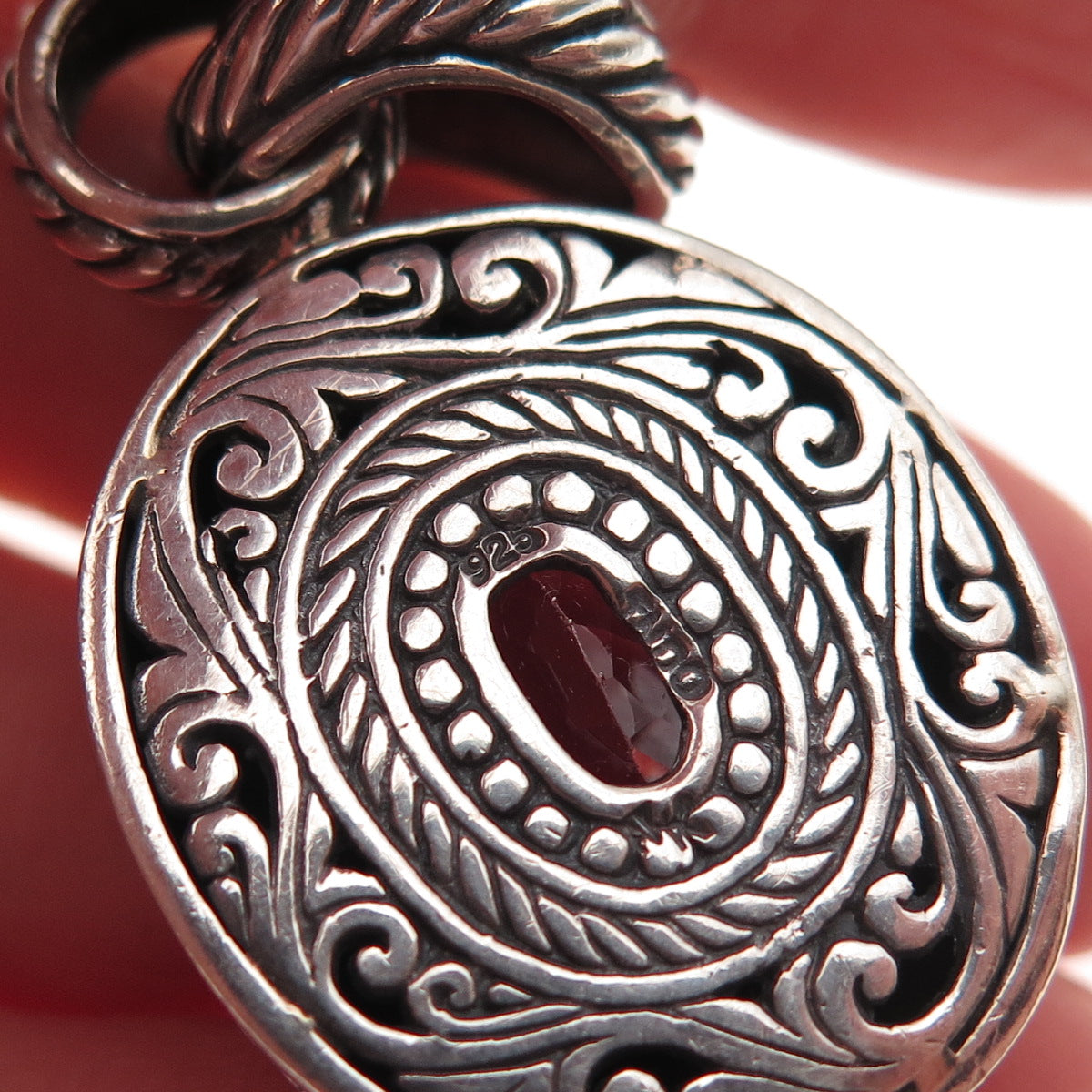 925 Sterling Silver Vintage Real Blue Topaz Modernist Oxidized Charm Pendant