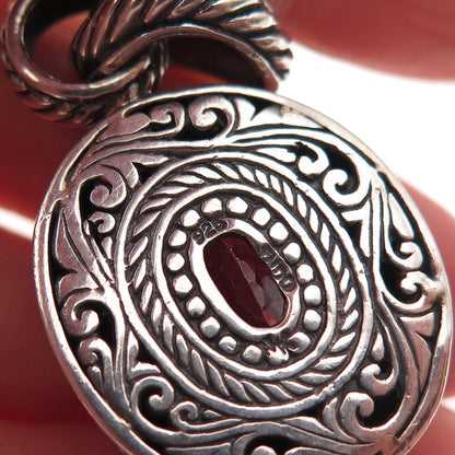 925 Sterling Silver Vintage Real Blue Topaz Modernist Oxidized Charm Pendant