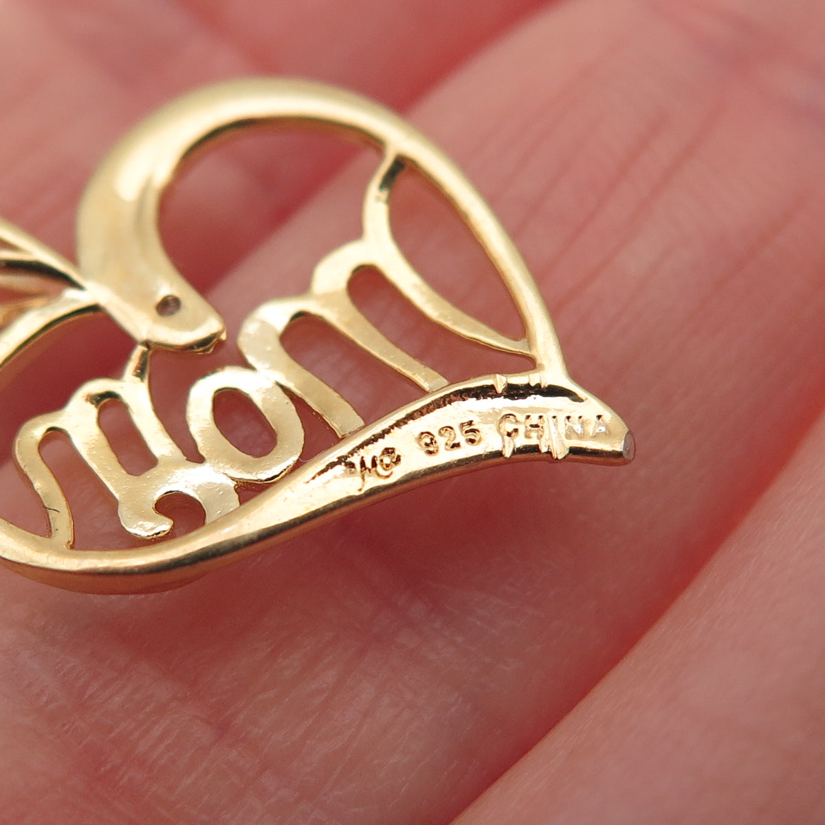 MICHAEL ANTHONY Sterling Gold Plated Real Diamond Accent Mom Heart Mini Pendant